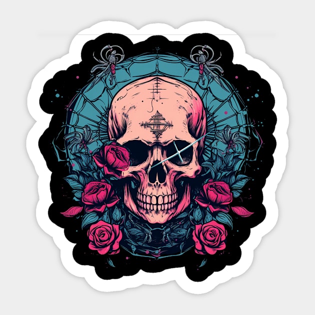 Wiccan Gothic Dark Spider Skull Sticker by TOKEBI